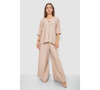 Костюм женский ткань лён жатка, цвет бежевый, 102R5263