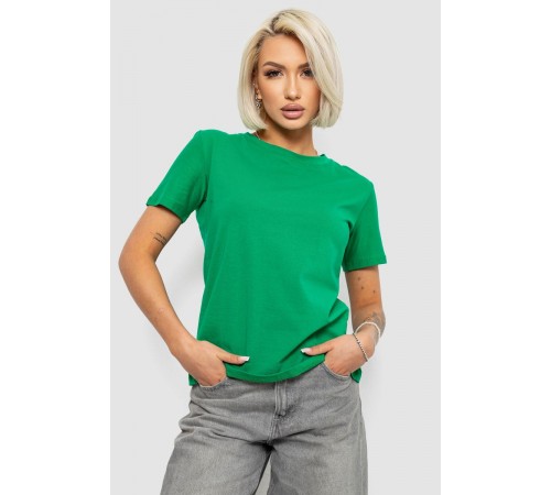 Футболка жіноча однотонна, колір зелений, 204R3333