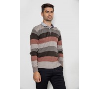 Свитер-обманка мужской в полоску, цвет коричнево-красный, 161R901-1