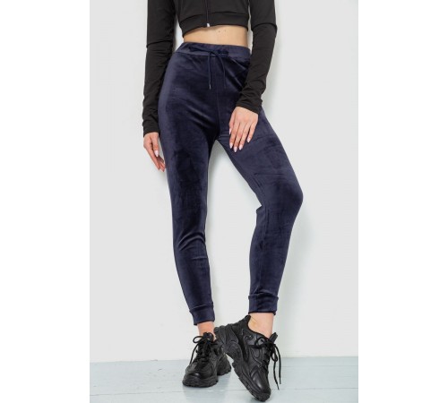 Спорт штани жіночі велюрові, колір темно-синій, 244R5571