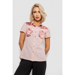 Блуза в горошек с принтом, цвет персиковый, 230R7215