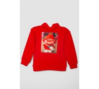 Худи десткий на флисе с принтом, цвет красный, 102R1525