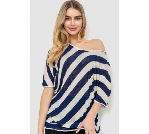 Жіноча кофта в смужку, колір синьо-білий, 244R0263