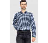 Сорочка чоловіча в клітинку байкова, колір синьо-сірий, 214R115-35-195