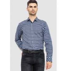 Сорочка чоловіча в клітинку байкова, колір синьо-сірий, 214R115-35-195