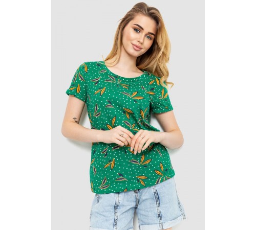 Футболка жіноча з принтом, колір зелений, 244R043