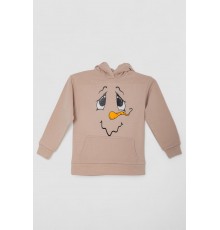 Худі дитячий на флісі з принтом Сніговик, колір бежевий, 102R1517