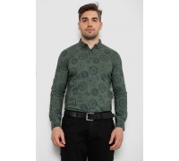 Рубашка мужская с принтом стрейч, цвет хаки, 214R1024