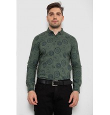 Сорочка чоловіча з принтом стрейч, колір хакі, 214R1024