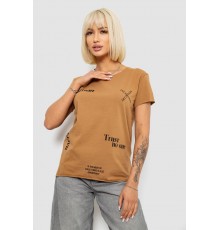 Футболка женская с принтом, цвет коричневый, 244R2214-5