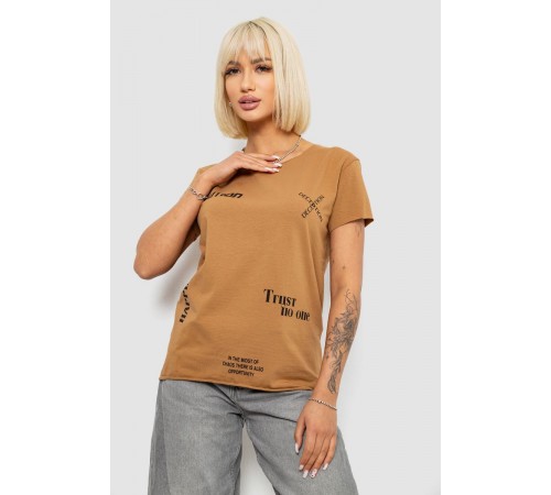 Футболка женская с принтом, цвет коричневый, 244R2214-5