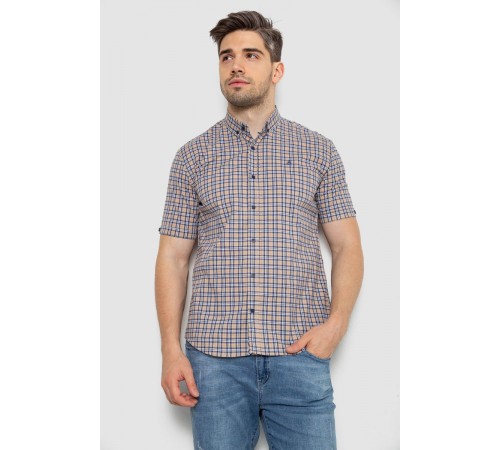 Сорочка чоловіча в клітку, колір бежевий, 214R2445-6