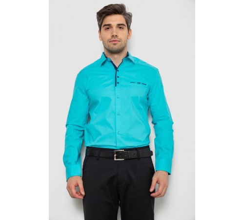 Рубашка мужская, цвет бирюзовый, 214R7086