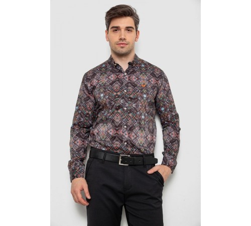 Сорочка чоловіча з принтом, колір чорний, 214R2684