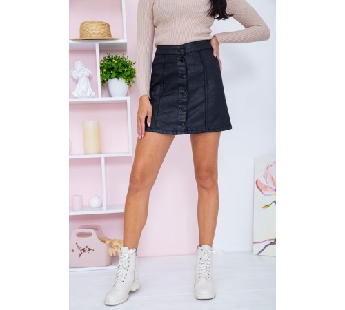 Джинсова міні-спідниця, чорного кольору, на ґудзиках, 164R101