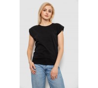 Футболка жіноча однотонна, колір чорний, 244R2215-5