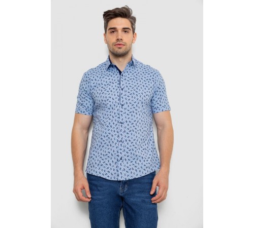 Сорочка чоловіча з принтом, колір блакитний, 214R7306