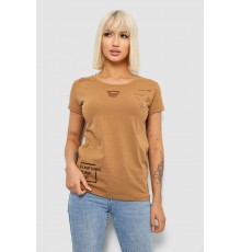 Футболка женская с принтом, цвет коричневый, 244R2218-3