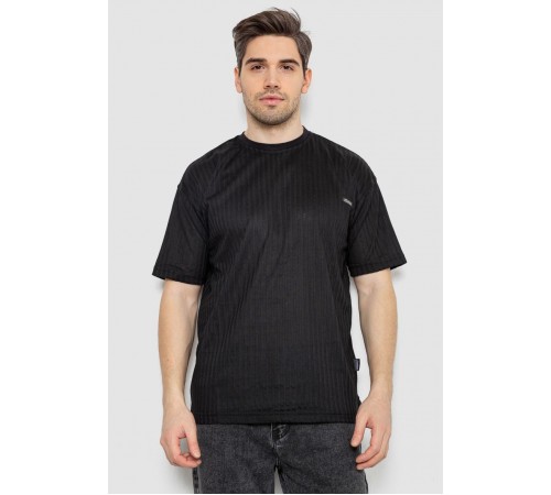 Футболка чоловіча однотонна, колір чорний, 244R3130