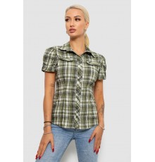 Сорочка жіноча в клітку, колір хакі, 230R065-5