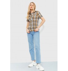 Сорочка жіноча в клітку, колір коричнево-сірий, 230R061-11