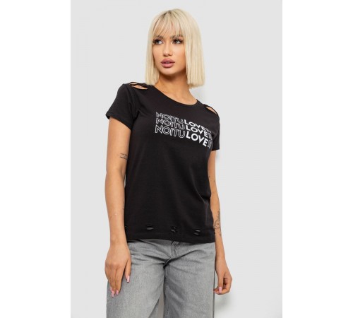 Футболка жіноча з принтом, колір чорний, 244R2232