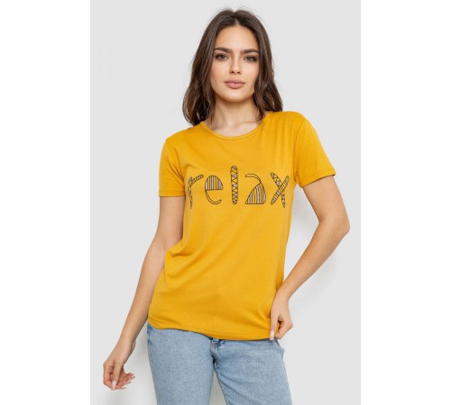 Футболка жіноча з принтом, колір гірчичний, 244R610