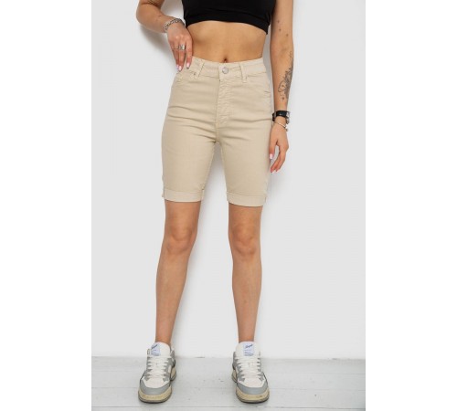 Шорти джинсові жіночі, колір світло-бежевий, 182R1700