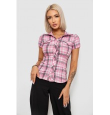 Рубашка женская в клетку, цвет розовый, 230R065
