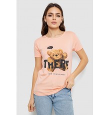 Футболка женская с принтом, цвет персиковый, 244R509