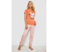 Пижама женская с принтом, цвет оранжевый, 243R15846