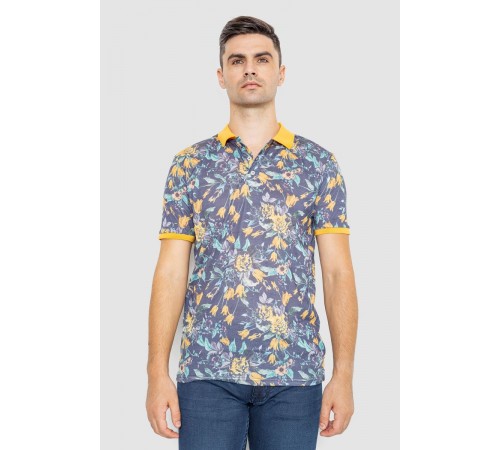 Поло чоловіче з принтом, колір жовто-синій, 247R310