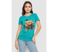 Футболка жіноча з принтом, колір бірюзовий, 244R509