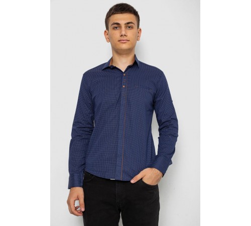 Сорочка чоловіча з принтом, колір синій, 214R7031