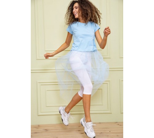 Ошатна туніка з сітчатим низом, блакитного кольору, 167R108-1
