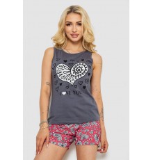 Піжама жіноча з принтом, колір сірий, 243R24513