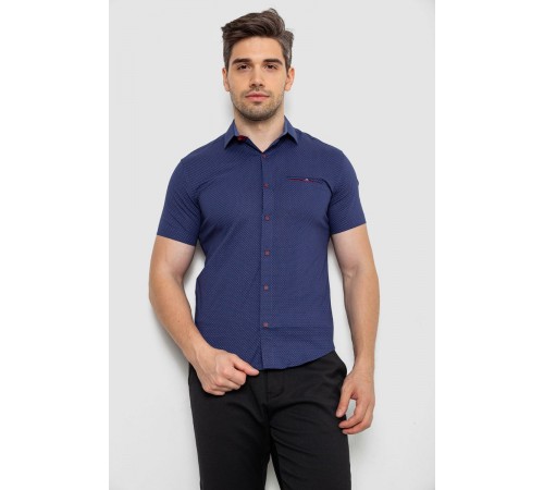 Сорочка чоловіча з принтом, колір джинс, 214R7143