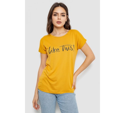 Футболка жіноча з принтом, колір гірчичний, 244R501