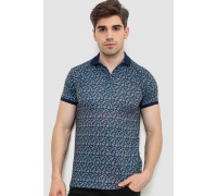 Поло мужское с принтом, цвет темно-синий, 214R7003