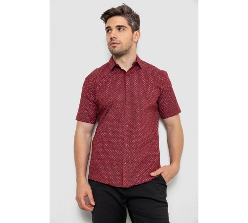 Сорочка чоловіча з принтом, колір бордовий, 214R7306