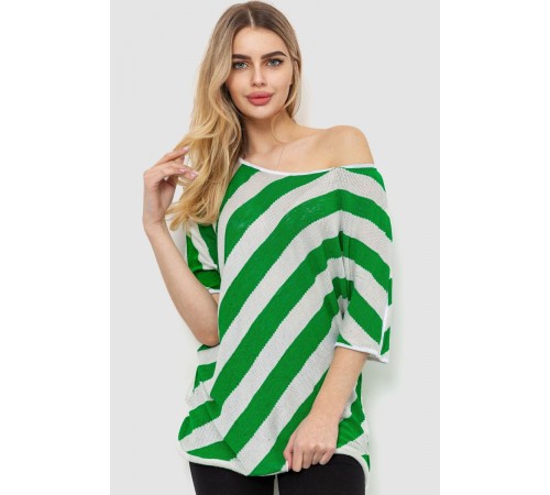 Жіноча кофта в смужку, колір біло-зелений, 244R0263