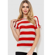 Кофта жіноча в смужку, колір біло-теракотовий, 244R0262