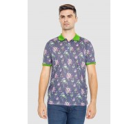 Поло чоловіче з принтом, колір сіро-зелений, 247R312