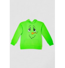 Худі дитячий на флісі з принтом Сніговик, колір зелений, 102R1517