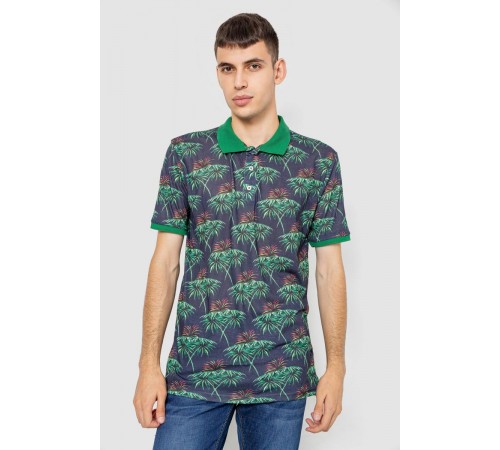 Поло чоловіче з принтом, колір зелено-синій, 247R309
