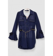 Сукня-сорочка в комплекті з майкою для дівчаток, колір темно-синій, 247R0495