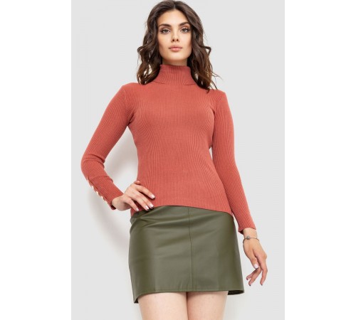 Гольф жіночий в рубчик, колір темно-кораловий, 204R036