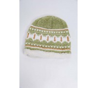 Дитяча шапка, зелено-білого кольору з узором, 167R7781
