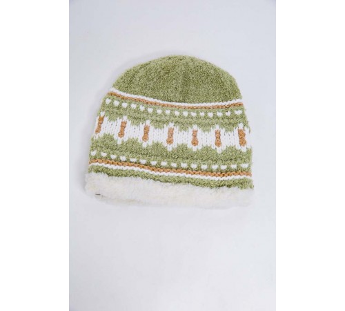 Дитяча шапка, зелено-білого кольору з узором, 167R7781