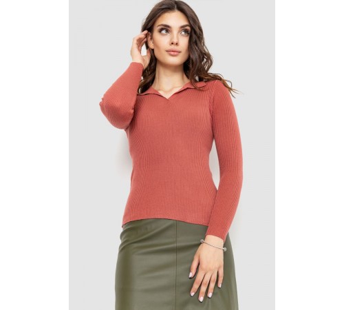 Кофта жіноча в рубчик, колір темно-кораловий, 204R015